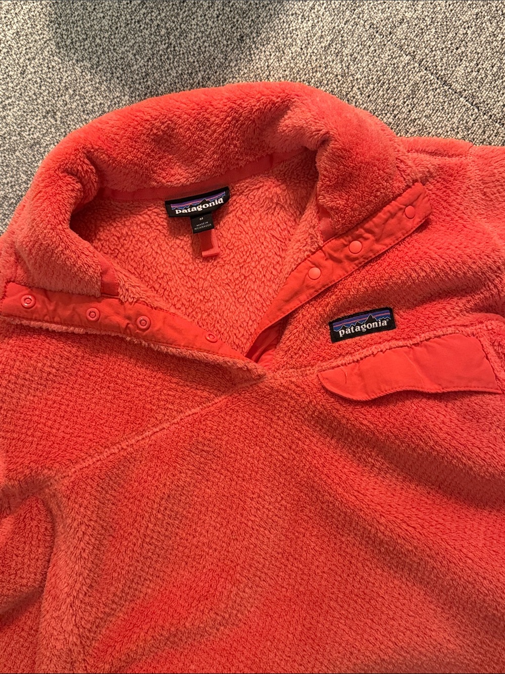 Patagonia Women's Bright Orange Cowl Snap Pullover - Picture 2 of 9